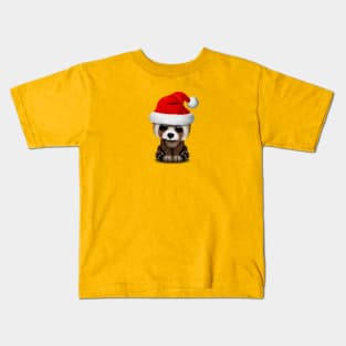 Christmas Red Panda Wearing a Santa Hat Kids T-Shirt